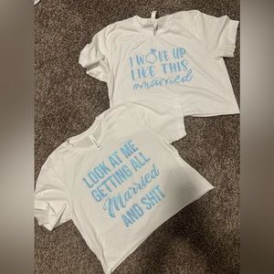 Pair of married shirts after wedding/honeymoon